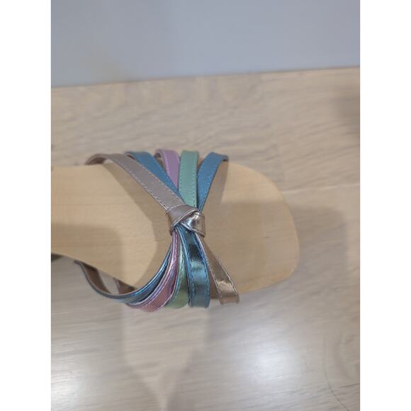 Jeffrey Campbell Metallic Platform Strappy Clog Sandal SZ 9.5 EUC - Picture 7 of 9